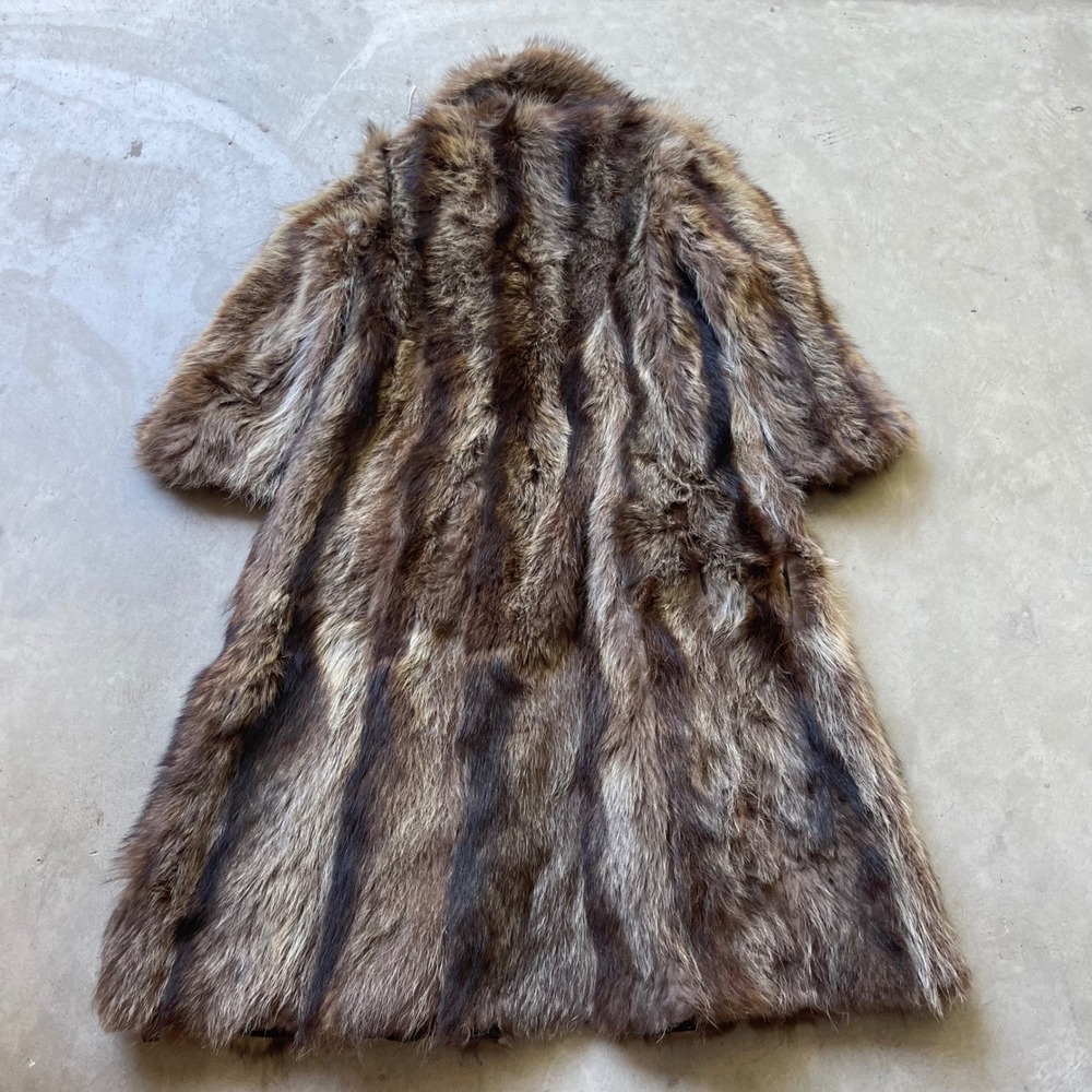 Nicholas Furs New Haven Vintage Raccoon Fur Coat Brown Grey Shawl Collar Lined - Picture 10 of 11